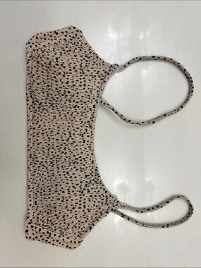 Beige Dotted Bandeau Swim Top